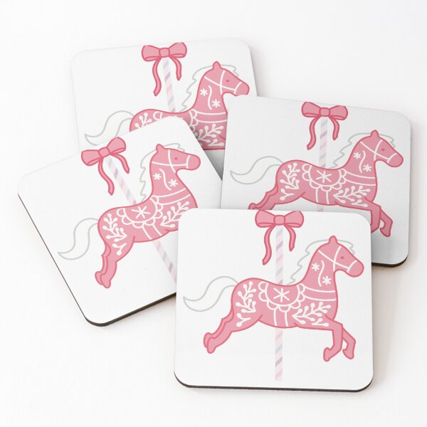 Item preview, Cute Red and White Pastel Colourful Carousel Horse with Bow designed and sold by winterpumpkin.