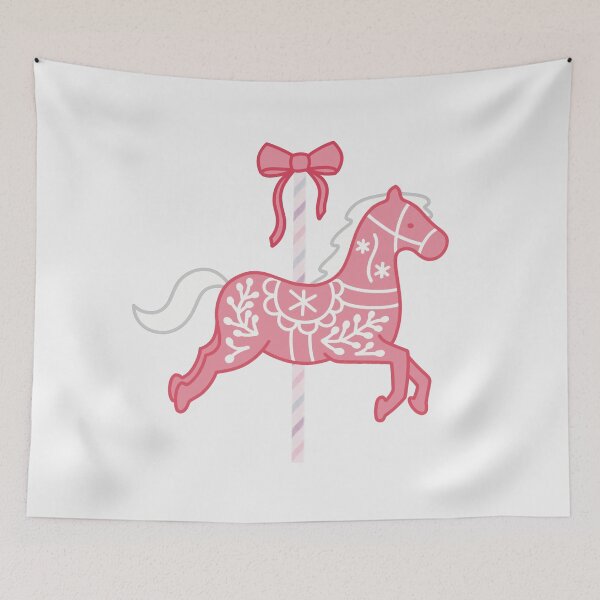 Item preview, Cute Red and White Pastel Colourful Carousel Horse with Bow designed and sold by winterpumpkin.