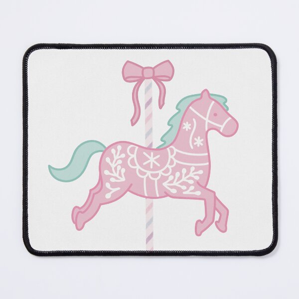 Item preview, Cute Pink and Green Pastel Colourful Carousel Horse with Bow designed and sold by winterpumpkin.