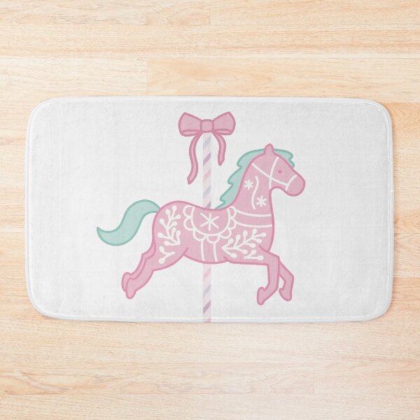 Item preview, Cute Pink and Green Pastel Colourful Carousel Horse with Bow designed and sold by winterpumpkin.