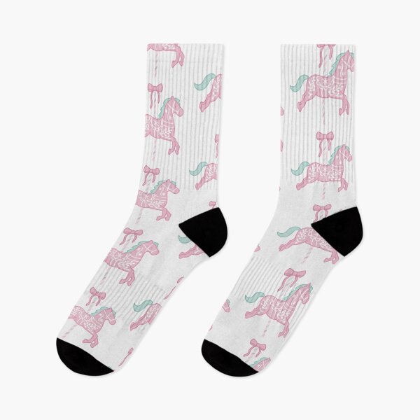 Item preview, Cute Pink and Green Pastel Colourful Carousel Horse with Bow designed and sold by winterpumpkin.