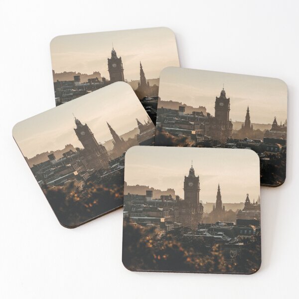 Item preview, Edinburgh skyline in the evening light – Golden City silhouette designed and sold by Mauswohn.