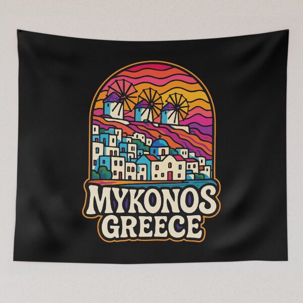 Item preview, Mykonos Greece Trippy Art Travel designed and sold by TomFrontierArt.