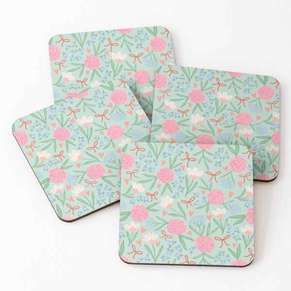 Item preview, Romantic rose bouquets | Valentine coquette florals on pastel green designed and sold by Illustrated by Nat.