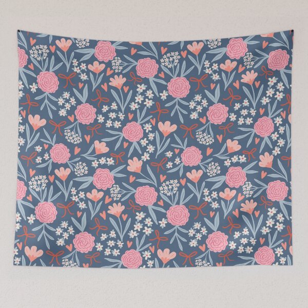 Item preview, Romantic rose bouquets | Valentine coquette florals on pink & blue designed and sold by Illustrated by Nat.