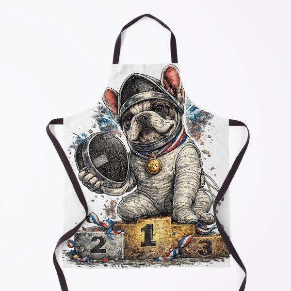 Item preview, French Bulldog Fencer Holding a Fencing Mask designed and sold by ChillCharmStudio.