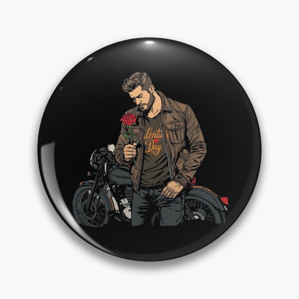 Item preview, Biker with a Rose and Harley Motorcycle – Romantic Rider Design designed and sold by TwoWheels-shop.