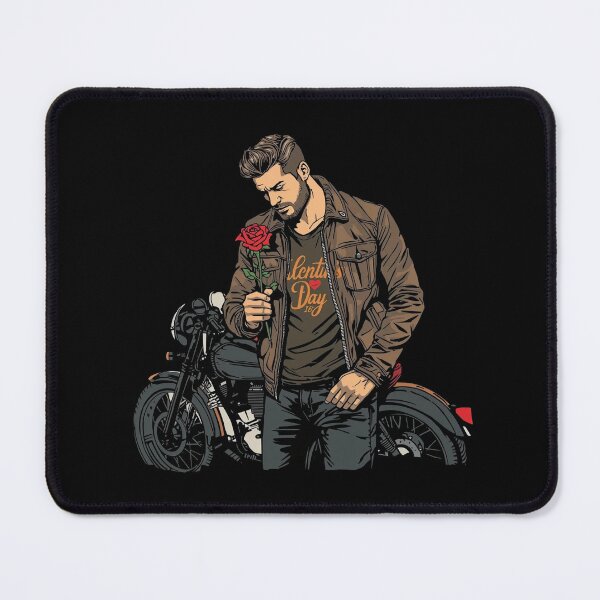 Item preview, Biker with a Rose and Harley Motorcycle – Romantic Rider Design designed and sold by TwoWheels-shop.
