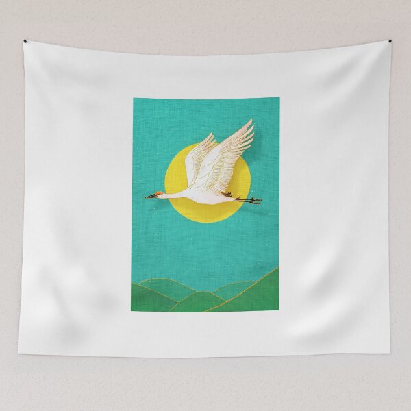 Item preview, Flying Crane Over the Sun – Minimalist Japanese Style Illustration designed and sold by flashishoop.