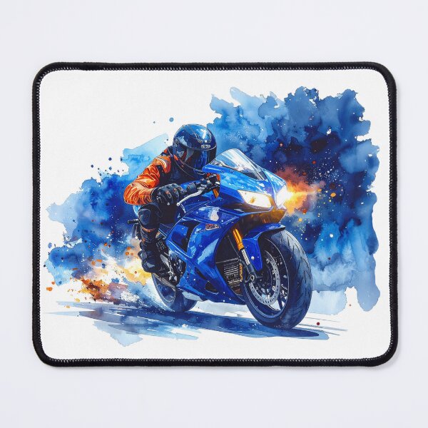 Item preview, Full throttle at night, blue motorcycle in watercolor designed and sold by LiskoDesign.