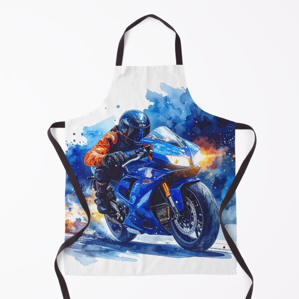 Item preview, Full throttle at night, blue motorcycle in watercolor designed and sold by LiskoDesign.