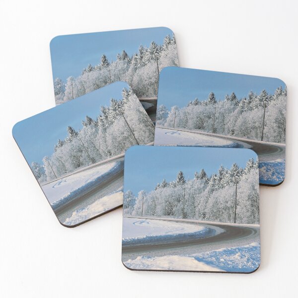 Item preview, Frozen Moments: Curved Winter Road Through Frosted Forest designed and sold by JaaGo PopLab.
