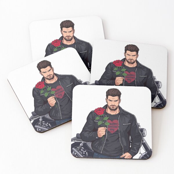 Item preview, Biker with a Rose and Harley Motorcycle – Romantic Rider Design designed and sold by TwoWheels-shop.