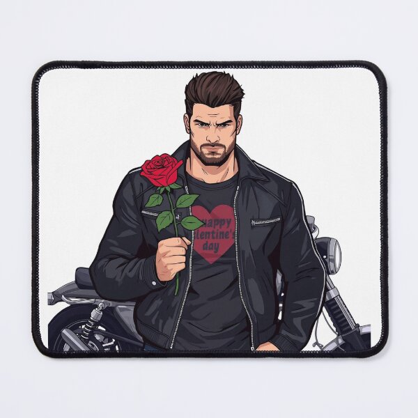 Item preview, Biker with a Rose and Harley Motorcycle – Romantic Rider Design designed and sold by TwoWheels-shop.