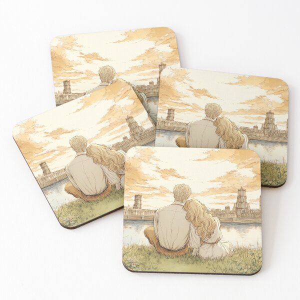 Item preview, Golden Sunset Romance - Couple by River City Skyline Art designed and sold by Banal25.