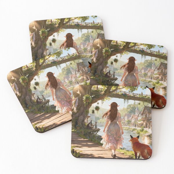 Item preview, Peaceful Elven City Walk – Cozy Fantasy Anime Illustration designed and sold by athanasioungr.