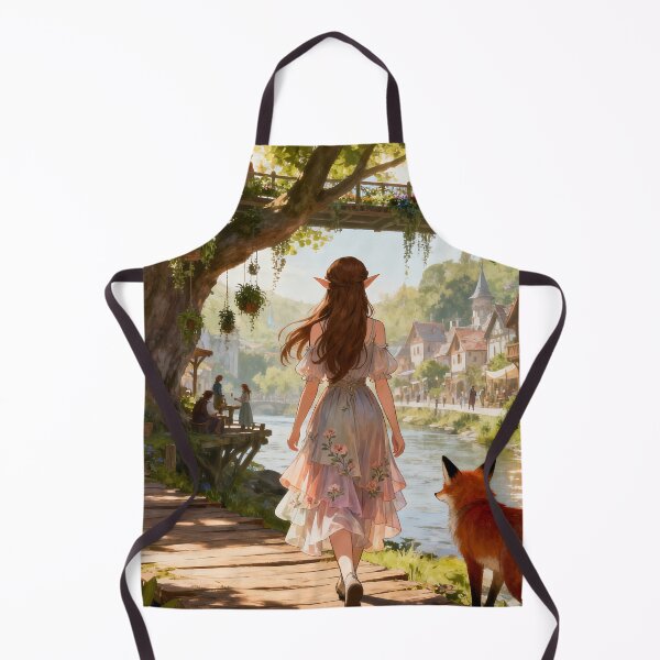 Item preview, Peaceful Elven City Walk – Cozy Fantasy Anime Illustration designed and sold by athanasioungr.
