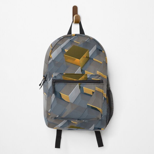 Item preview, Golden Cube Among Silver Blocks – Modern 3D Abstract Geometry designed and sold by flashishoop.