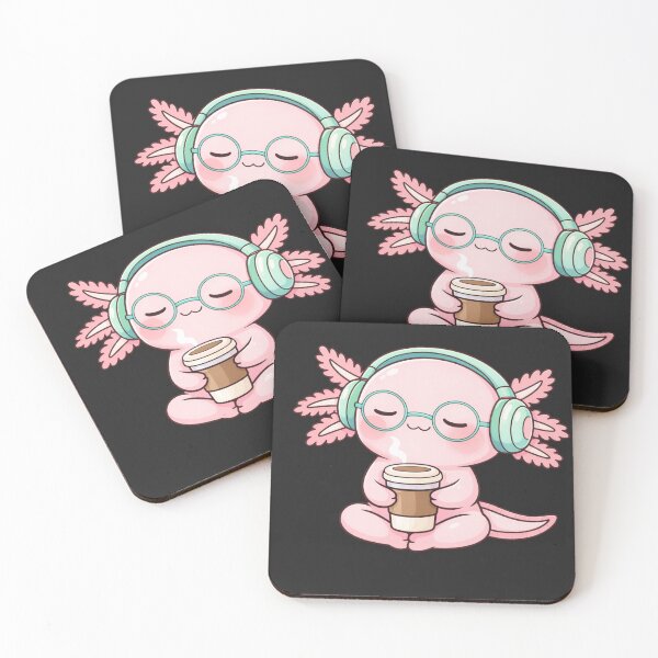 Item preview, Coffee Lover Axolotl – Cute Kawaii Axolotl with Coffee Chibi Vector Art designed and sold by ColorSplash123.