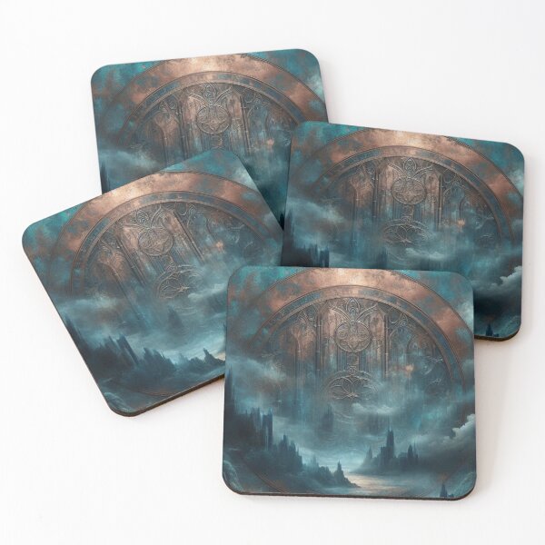 Item preview, Gothic Fantasy Landscape, Patina Copper Blue, Dark Mystical Gate designed and sold by Siarverse.