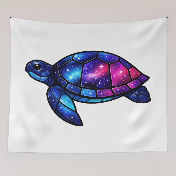 Item preview, Stained Glass Galaxy Sea Turtle with Starry Shell Panels designed and sold by zoughlal.