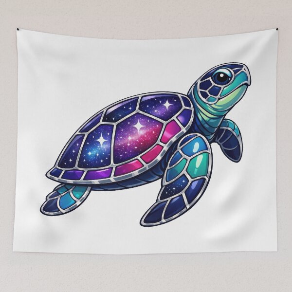 Item preview, Cloisonne Enamel Style Galaxy Sea Turtle in Three Quarter View designed and sold by zoughlal.