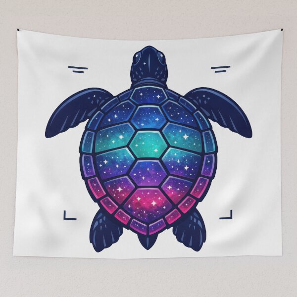 Item preview, Top Down Naturalist Sea Turtle Study with Galaxy Mosaic Shell designed and sold by zoughlal.