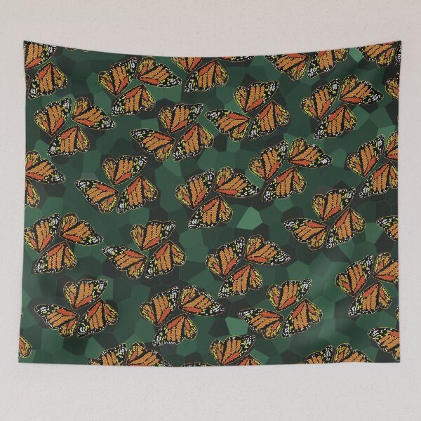 Item preview, Stained Glass Mosaic Graphic Monarch Wings and Green Camo designed and sold by jocelynsart.