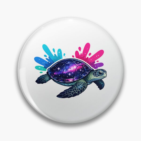 Item preview, Galaxy Shell Sea Turtle with Bold Cyan and Magenta Ink Splashes designed and sold by zoughlal.