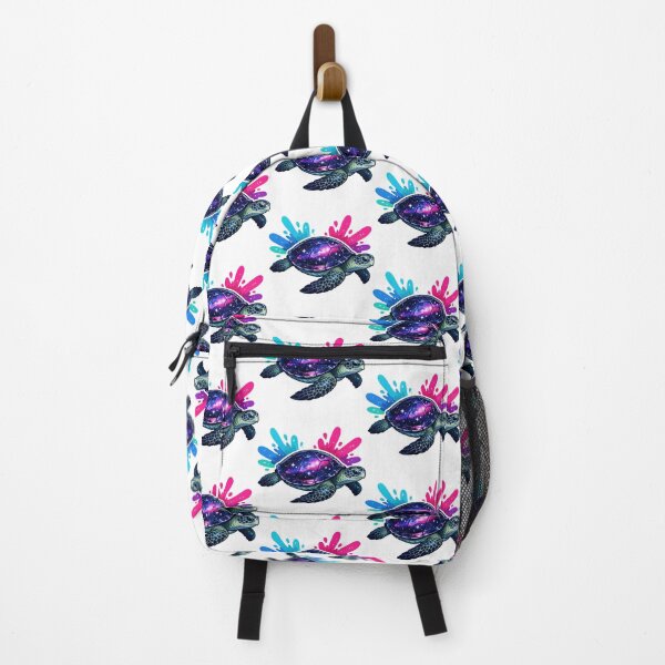 Item preview, Galaxy Shell Sea Turtle with Bold Cyan and Magenta Ink Splashes designed and sold by zoughlal.