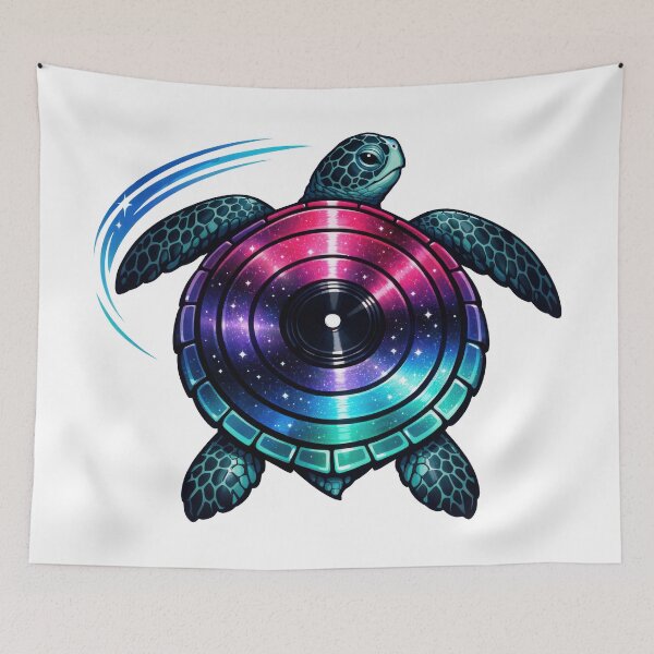 Item preview, Vinyl Record Shell Galaxy Sea Turtle with Groove Rings designed and sold by zoughlal.