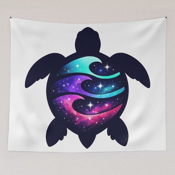 Item preview, Negative Space Wave Cutout Galaxy Sea Turtle Silhouette designed and sold by zoughlal.