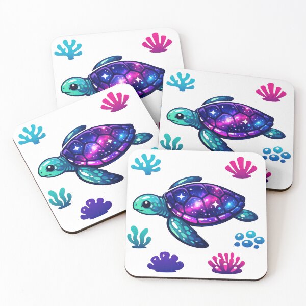 Item preview, Galaxy Shell Sea Turtle with Abstract Coral Motif Icons designed and sold by zoughlal.