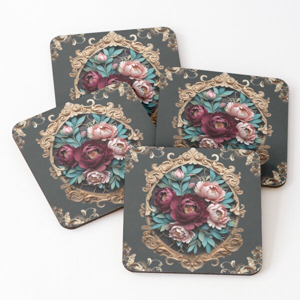 Item preview, Gold Floral Frame, Dark Elegant Flowers, Luxury Botanical designed and sold by Siarverse.