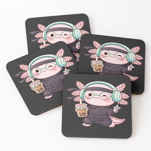 Item preview, Ninja Bubble Tea Axolotl – Cute Kawaii Ninja Axolotl Chibi Vector Art designed and sold by ColorSplash123.