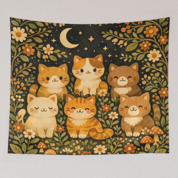 Item preview, Celestial Moonlight Forest Cats designed and sold by CharlieDesings.