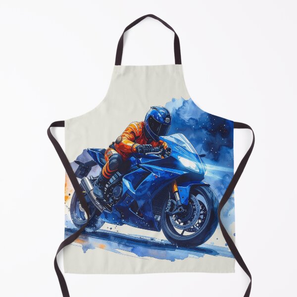 Item preview, Full throttle and freedom at night, blue motorcycle in watercolor designed and sold by LiskoDesign.