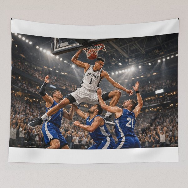 Item preview, Victor Wembanyama – Epic Dunk Over Three Players designed and sold by AnimeCraft Shop.