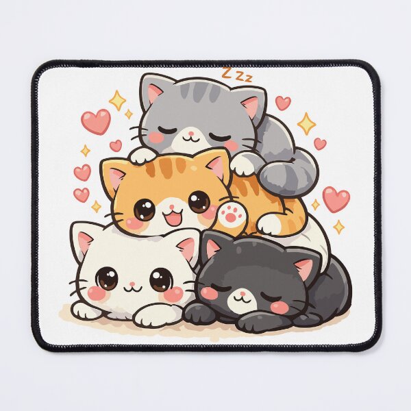 Item preview, Kawaii Kitten Pile - Cute Sleeping Cats Stack Illustration designed and sold by FamaPod.