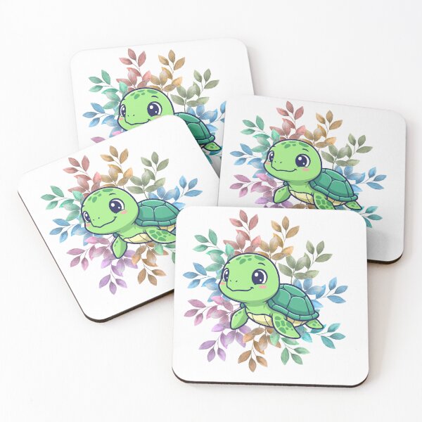 Item preview, Cute turtle surrounded by colorful leaves — transparent background designed and sold by lunadesignsmoon.