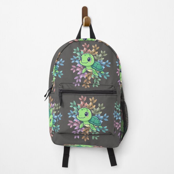 Item preview, Cute turtle surrounded by colorful leaves — transparent background designed and sold by lunadesignsmoon.