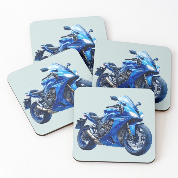 Item preview, Racing spirit, motorcycle blue in watercolor designed and sold by LiskoDesign.