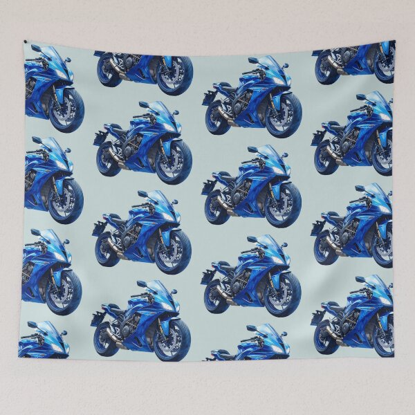 Item preview, Racing spirit, motorcycle blue in watercolor designed and sold by LiskoDesign.