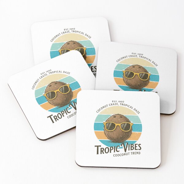 Item preview, Retro Coconut Tropic Vibes — Vintage Sunset Beach Illustration with Sunglasses designed and sold by Colorful-Garden.