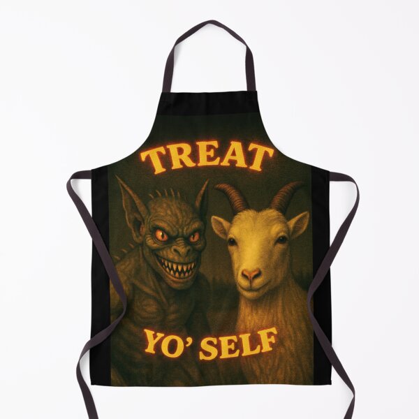 Item preview, Treat Yo’ Self – Retro Chupacabra & Goat designed and sold by Absurd Cult Co..