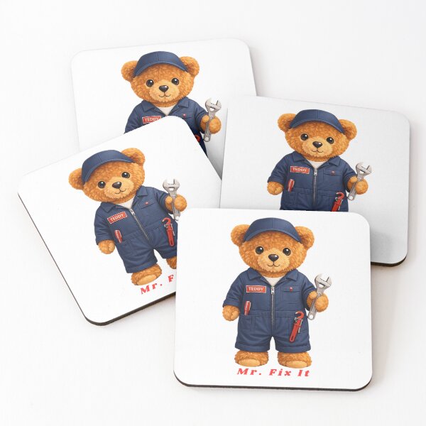 Item preview, Cute Mechanic Teddy Bear with Wrench and Blue Overalls designed and sold by CuteBear87.