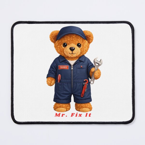 Item preview, Cute Mechanic Teddy Bear with Wrench and Blue Overalls designed and sold by CuteBear87.