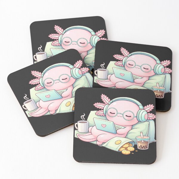 Item preview, Cozy Laptop Axolotl – Cute Kawaii Axolotl Relaxing at Home Chibi Art designed and sold by ColorSplash123.