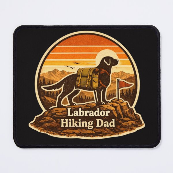 Item preview, Labrador Hiking Dad – Retro Mountain Sunset Backpack Dog designed and sold by PawPrintCustom.