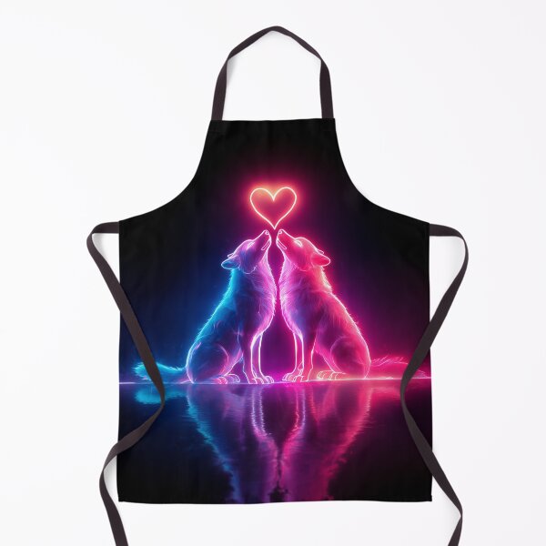 Item preview, Neon Wolf Couple – Romantic Futuristic Animal Art designed and sold by VisionaryVeils.